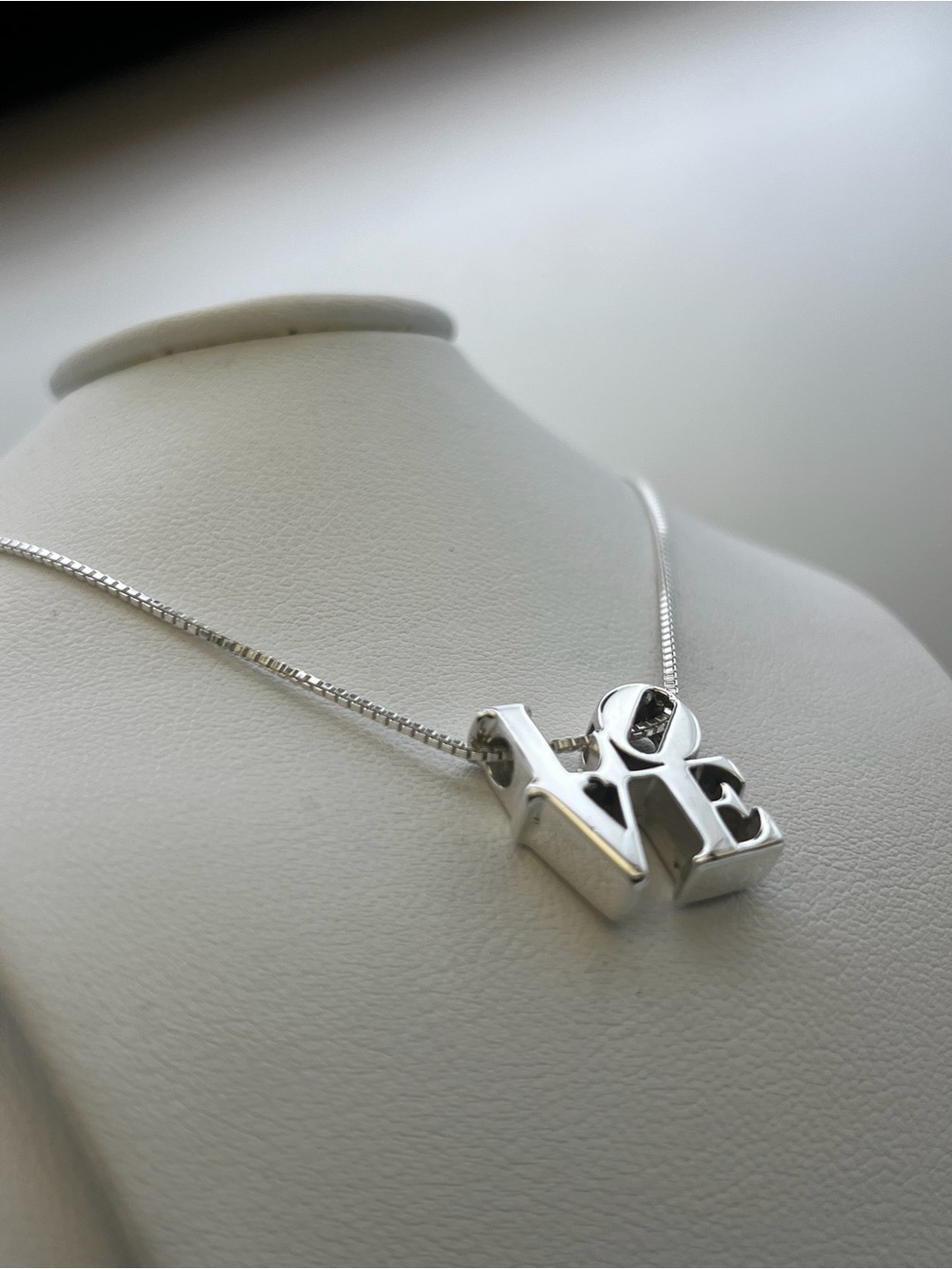 Sterling Silver 'LOVE' Pendant Necklace - Silver